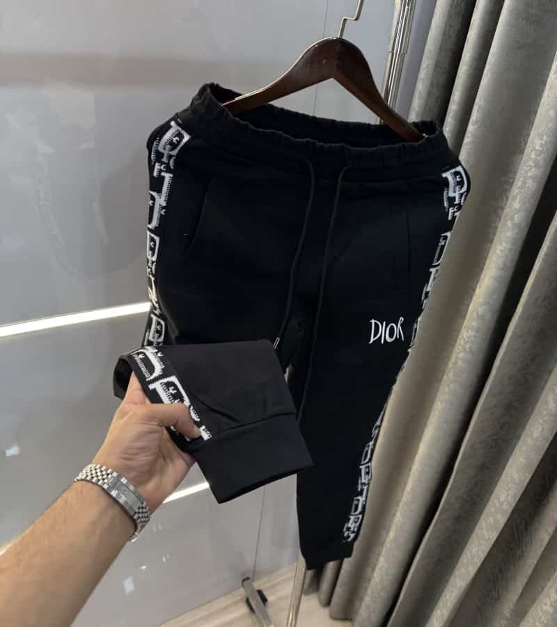 Christian Dio r Black Embroidery Logo Designer Imported Luxury Tracksuit