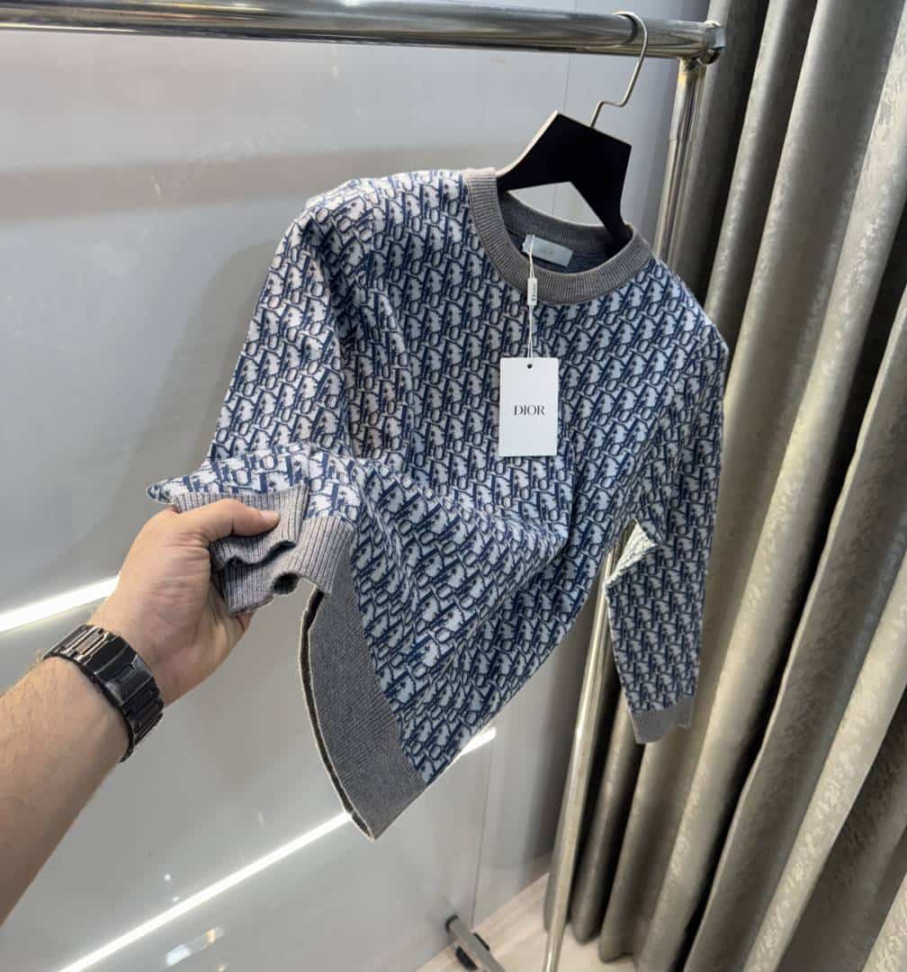 Christian Dio r Grey Knitted Imported Pull Over