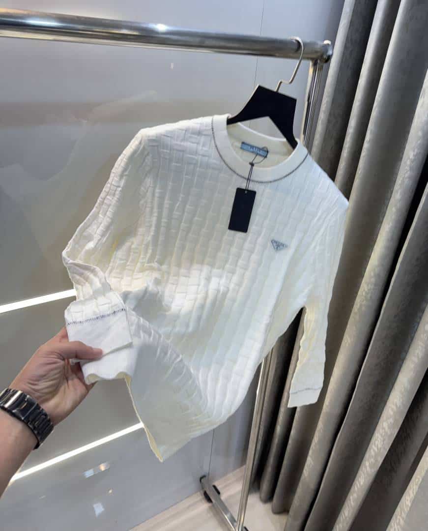 Prad a Milano White Knitted Imported Pull Over