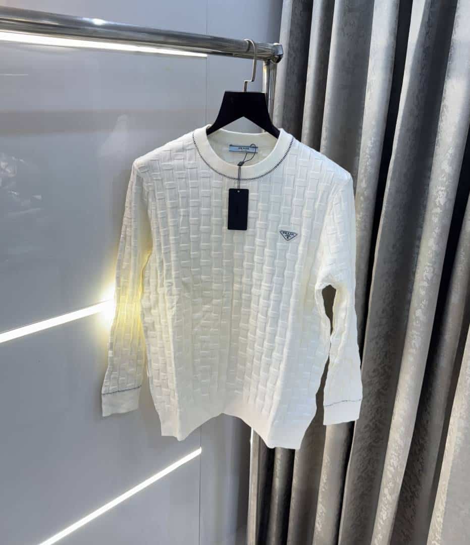 Prad a Milano White Knitted Imported Pull Over