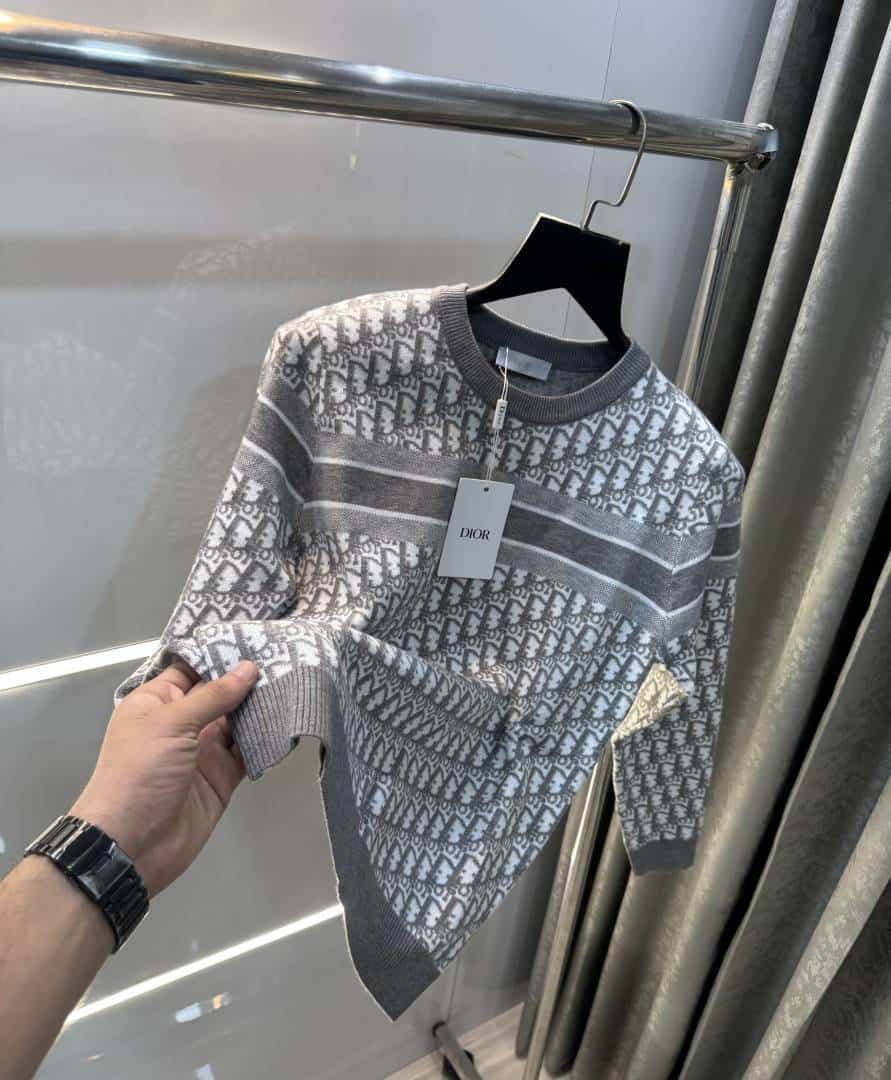 Christian Dio r Grey Knitted Imported Pull Over
