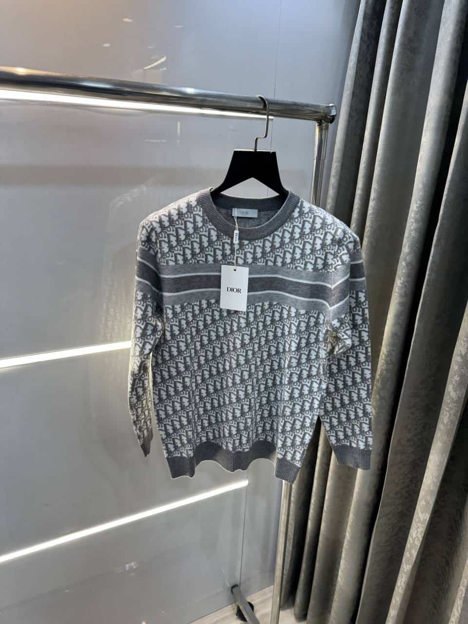 Christian Dio r Grey Knitted Imported Pull Over