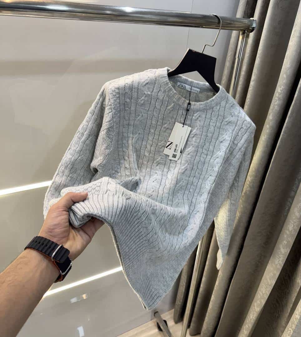 Zar a Light Grey Knitted Premium Pull Over