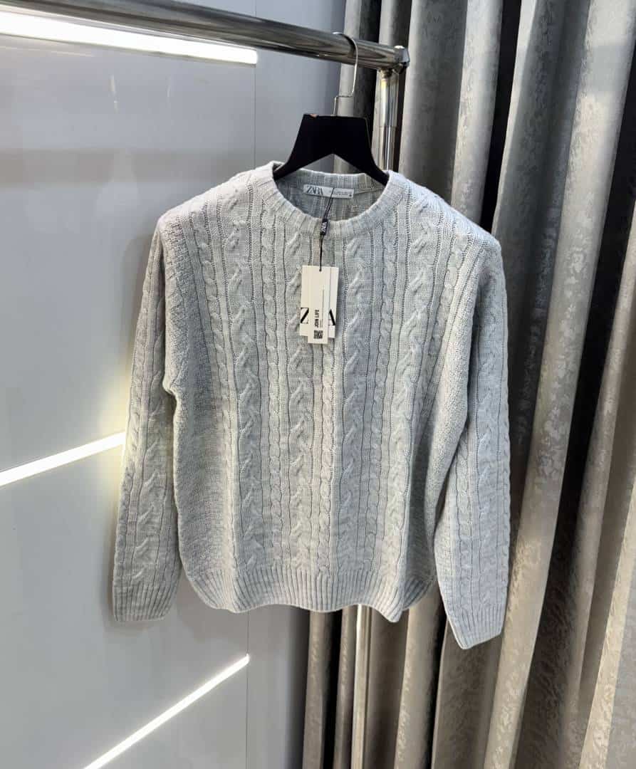 Zar a Light Grey Knitted Premium Pull Over