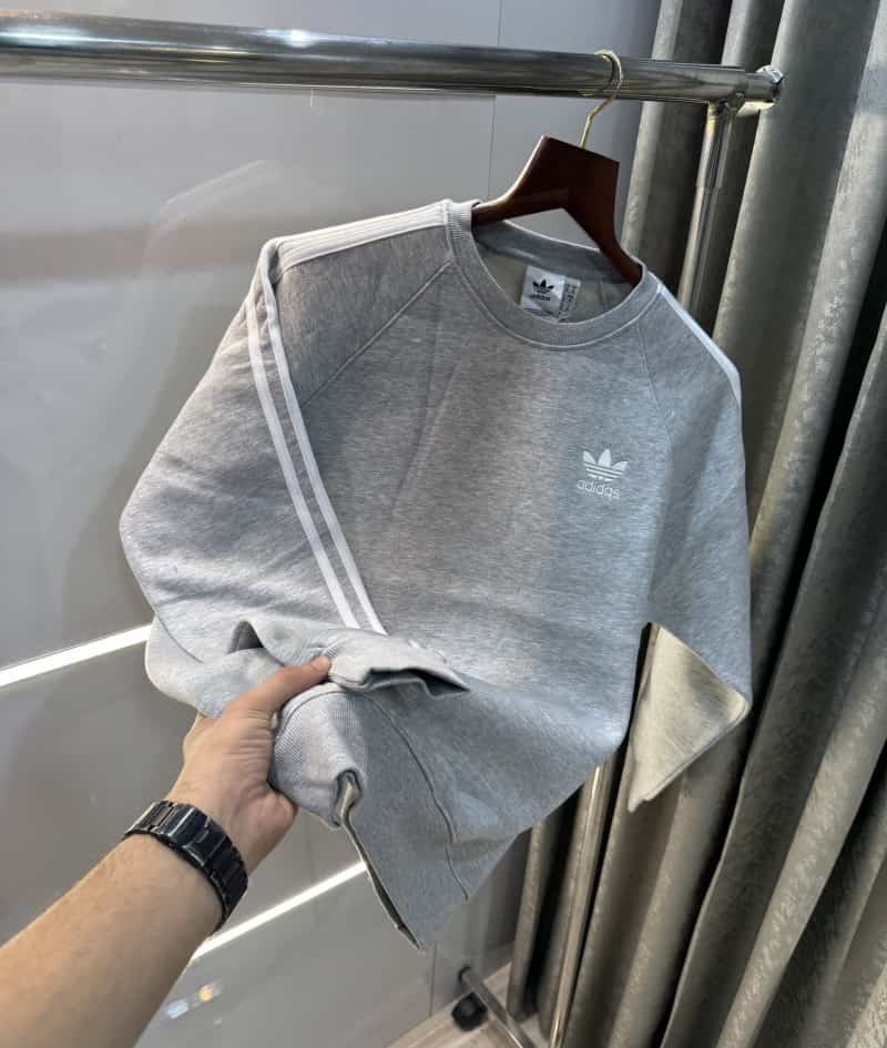 Adida s Grey Embroidery Logo Imported Sweatshirt