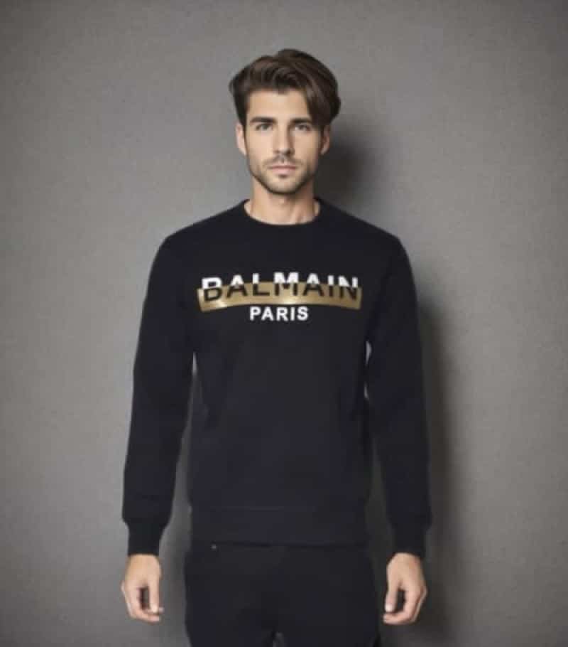 Balmai n Paris Black Logo Print Premium Sweatshirt