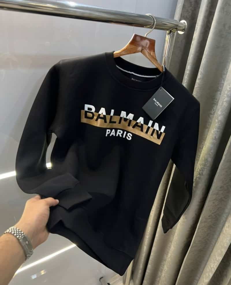 Balmai n Paris Black Logo Print Premium Sweatshirt