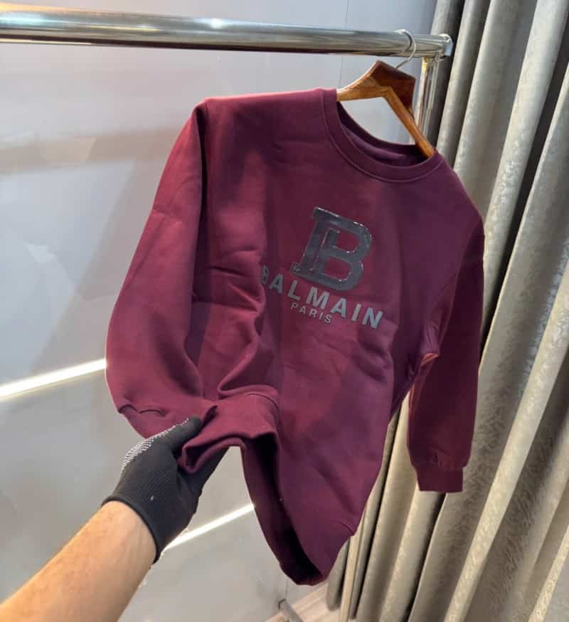 Balmai n Paris Wine Logo Work Imported Sweatshirt