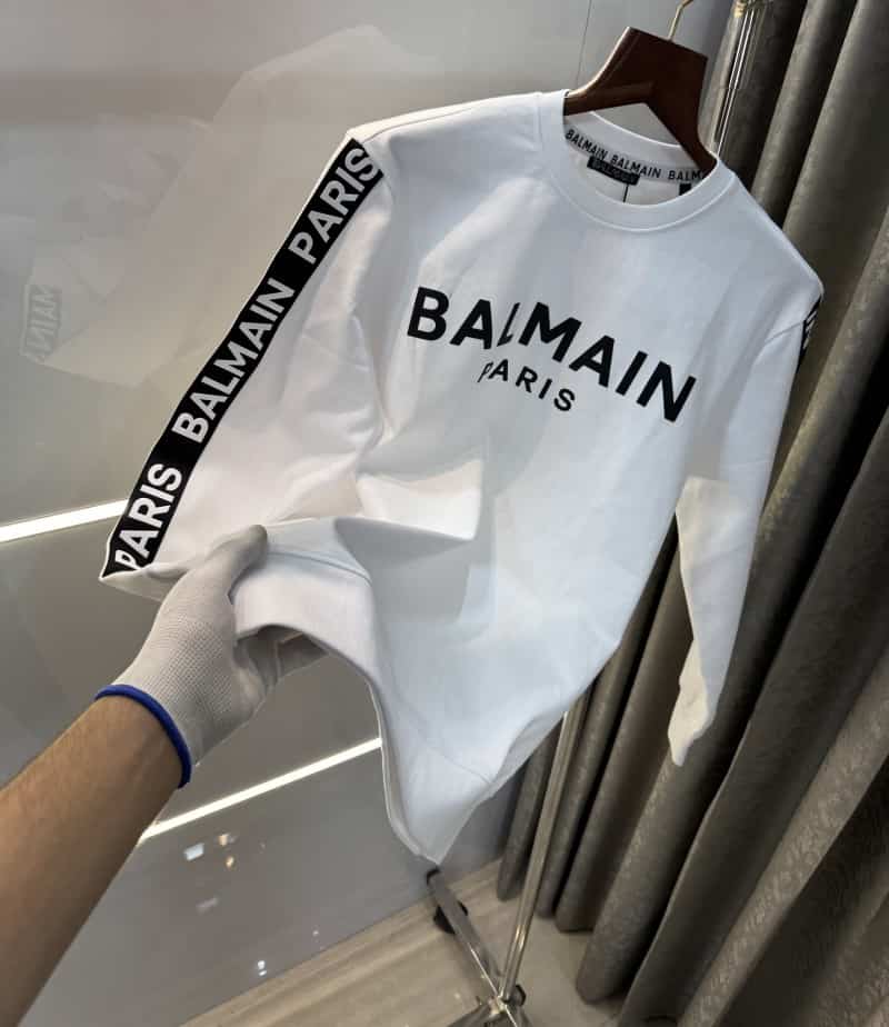 Balmai n Paris White Logo Work Imported Sweatshirt