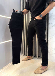 Armani Exchange Black Embroidery Logo Imported Hyperflex Denim