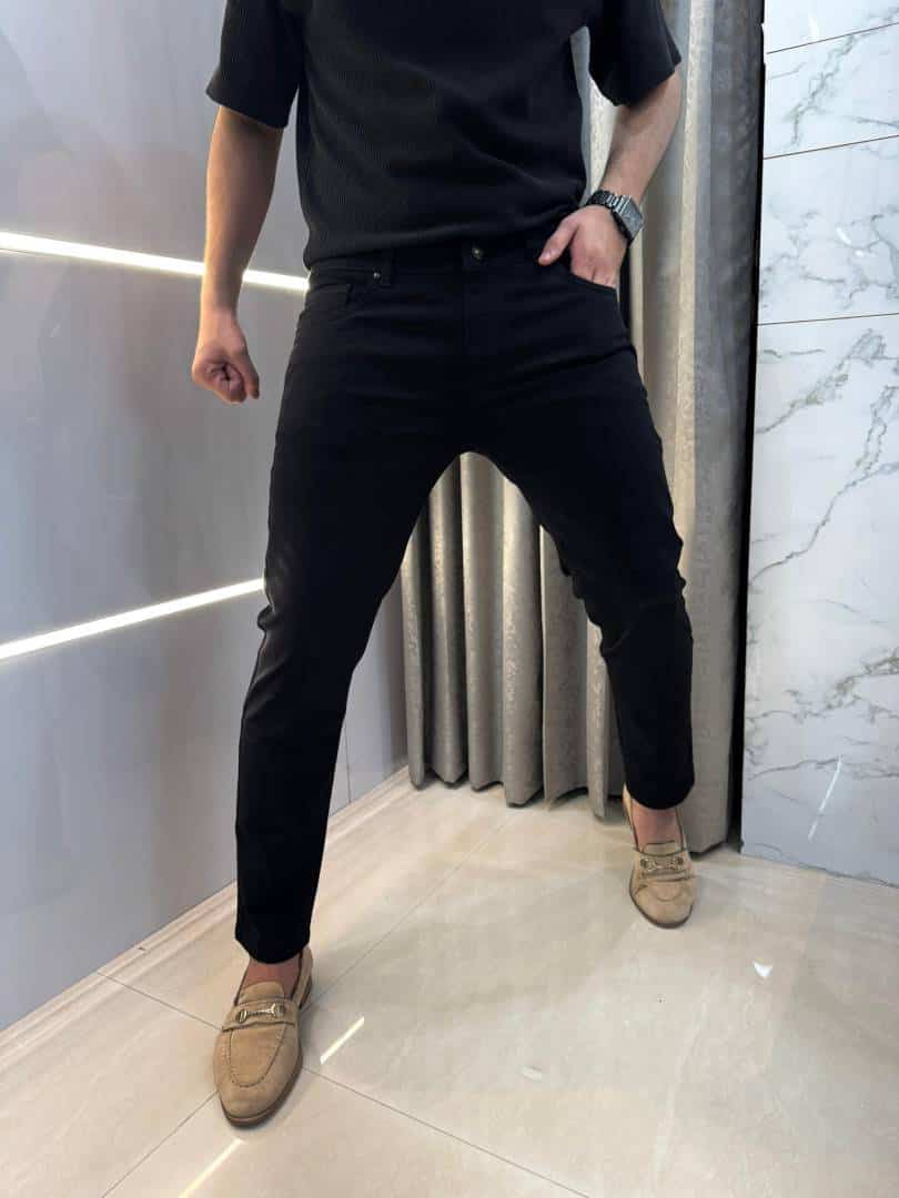 Armani Exchange Black Embroidery Logo Imported Hyperflex Denim