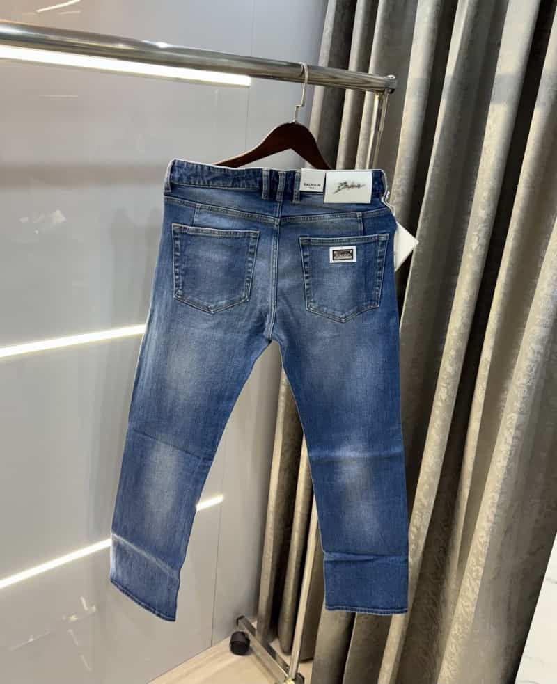 Balmai n Paris Mid Blue Pocket Logo Imported Denim