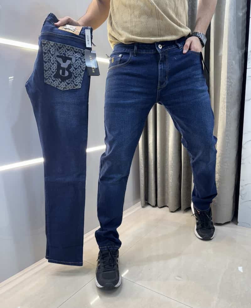 Burberr y Dark Blue Pocket Embroidery Imported Denim