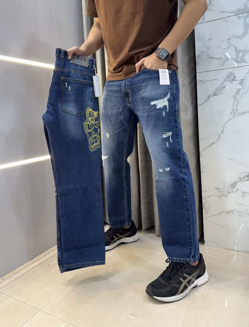 Zar a Blue Designer Premium Ripped Denim