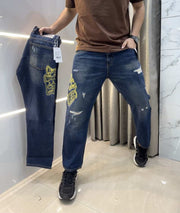 Zar a Greenish Designer Premium Ripped Denim