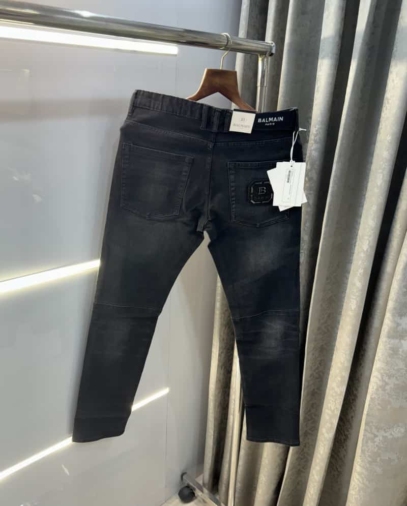 Balmai n Paris Carbon black Pocket Logo Work Imported Biker Denim