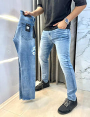 Amir i Sky Blue Embroidery Work Imported HyperfleX.. Denim