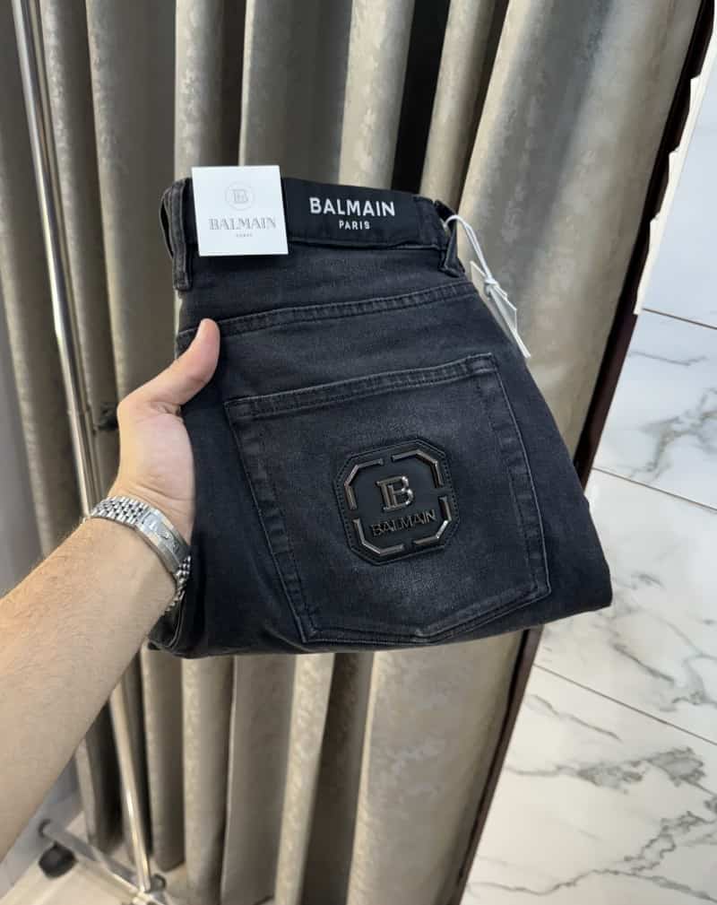 Balmai n Paris Carbon black Pocket Logo Work Imported Biker Denim