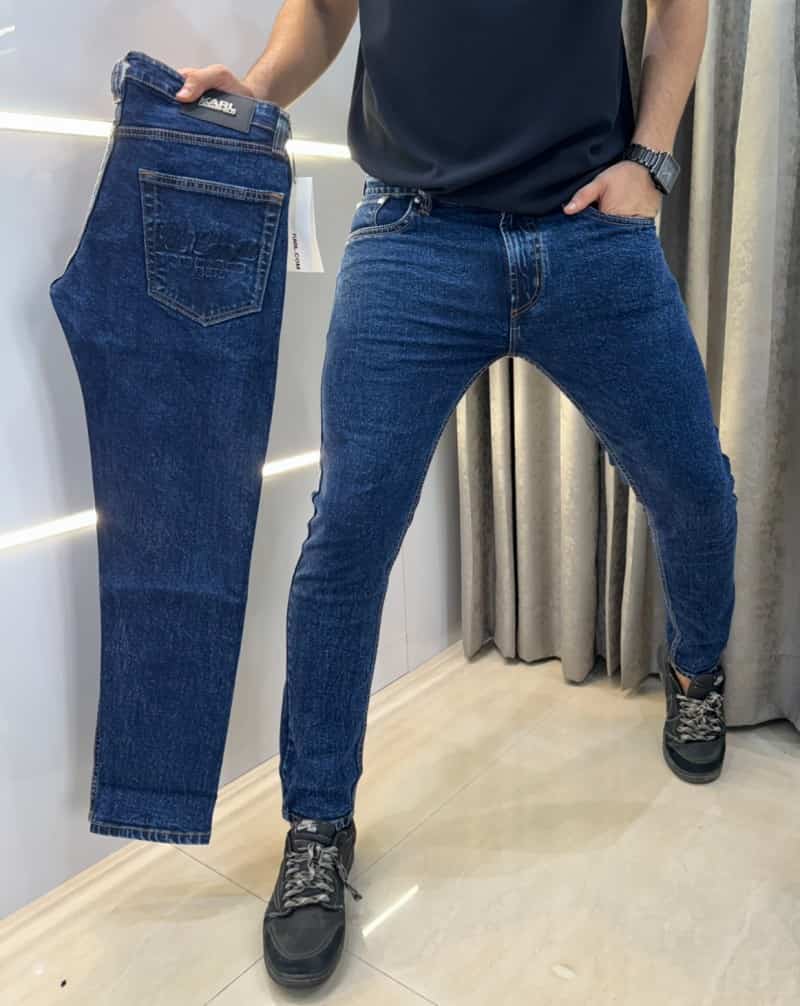Karl Lagerfeld Dark Blue Embroidery Work Imported Premium Denim
