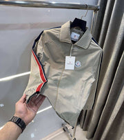 Moncle r Beige Logo Work Imported Premium Bomber Jacket