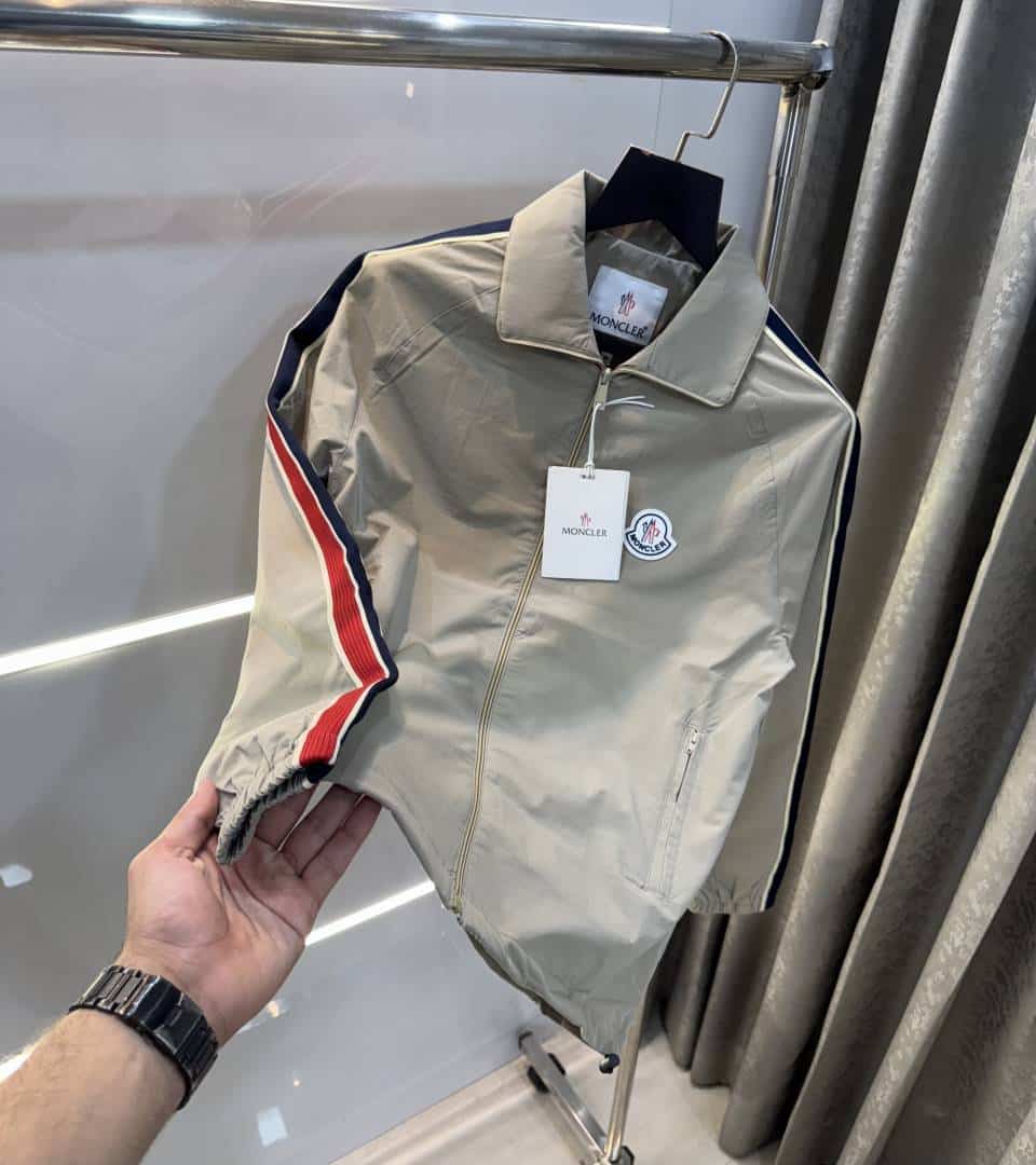 Moncle r Beige Logo Work Imported Premium Bomber Jacket