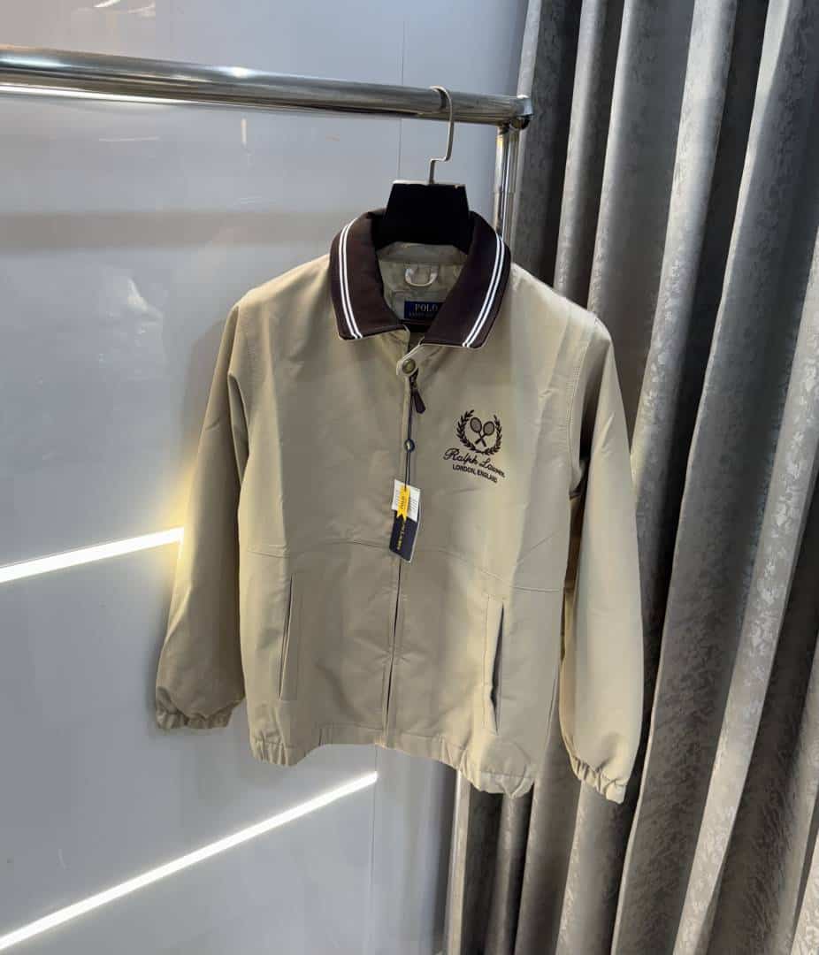 Ralp h Lauren Beige Tennis Club Edition Imported Premium Bomber Jacket