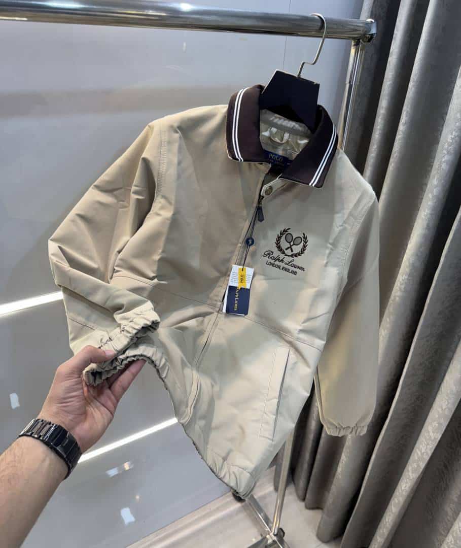 Ralp h Lauren Beige Tennis Club Edition Imported Premium Bomber Jacket