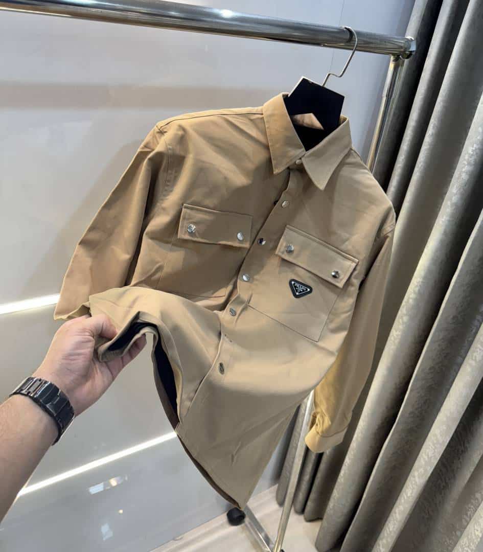 Prad a Milano Beige Steel Logo Premium Shacket