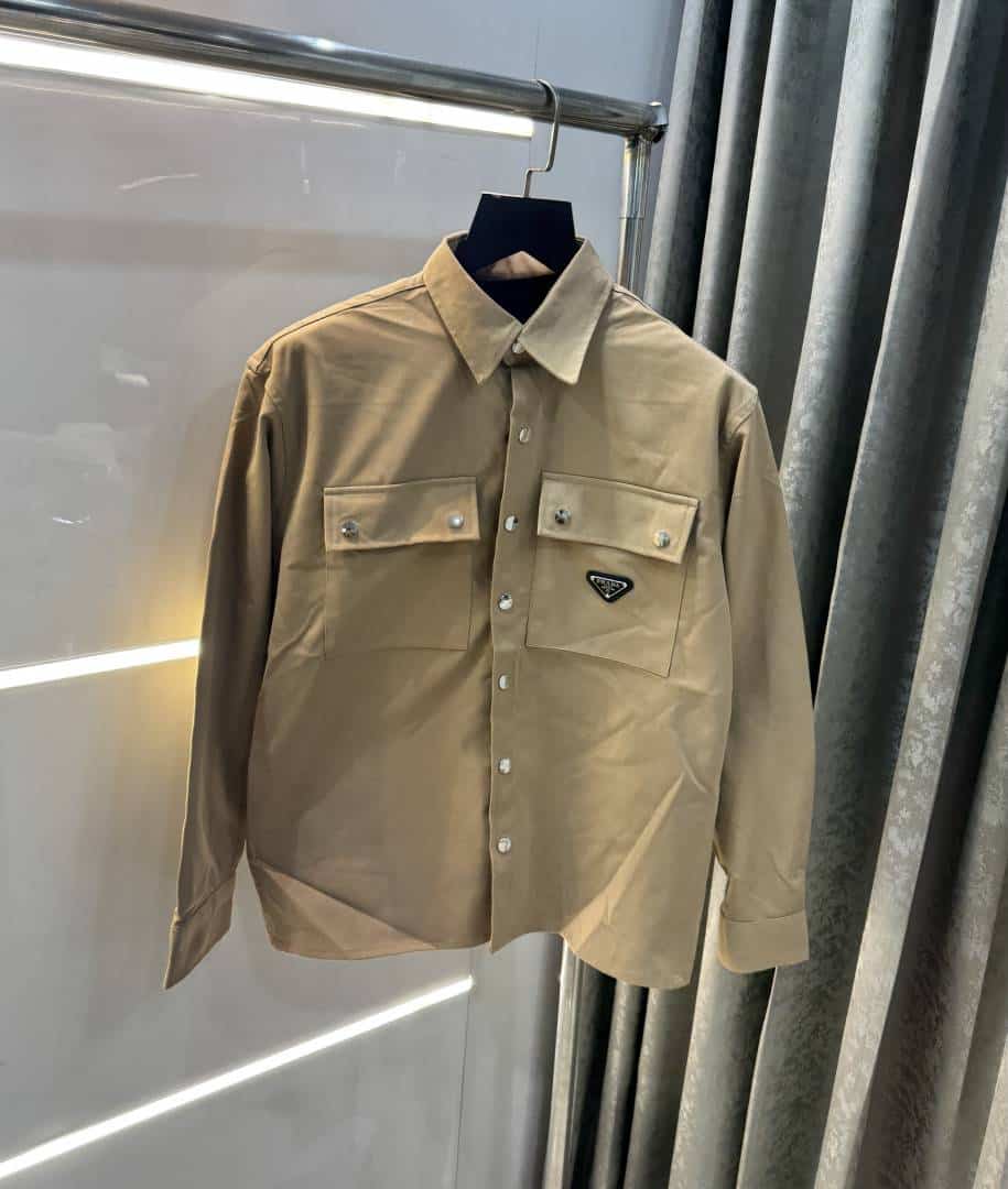 Prad a Milano Beige Steel Logo Premium Shacket