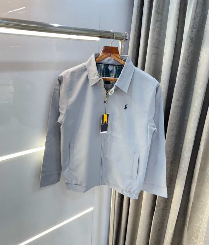 Ralp h Lauren Light Grey Embroidery Logo Premium Bomber Jacket