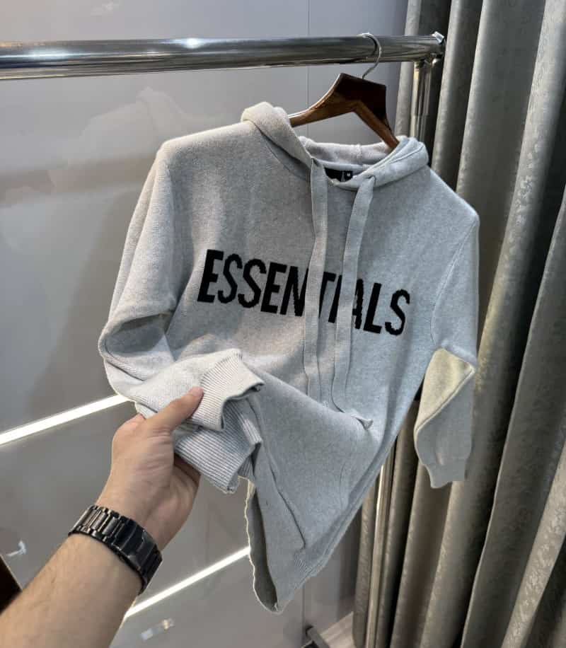 Essential Light Grey Imported Knitted Hoodie