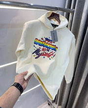 Balenciag a cream Logo Print Imported Premium Hoodie