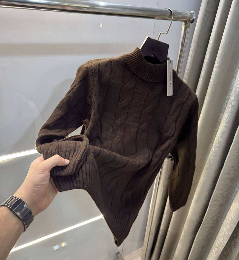 Essentia l Dark Brown Imported Knitted Turtle Kneck Pull Over