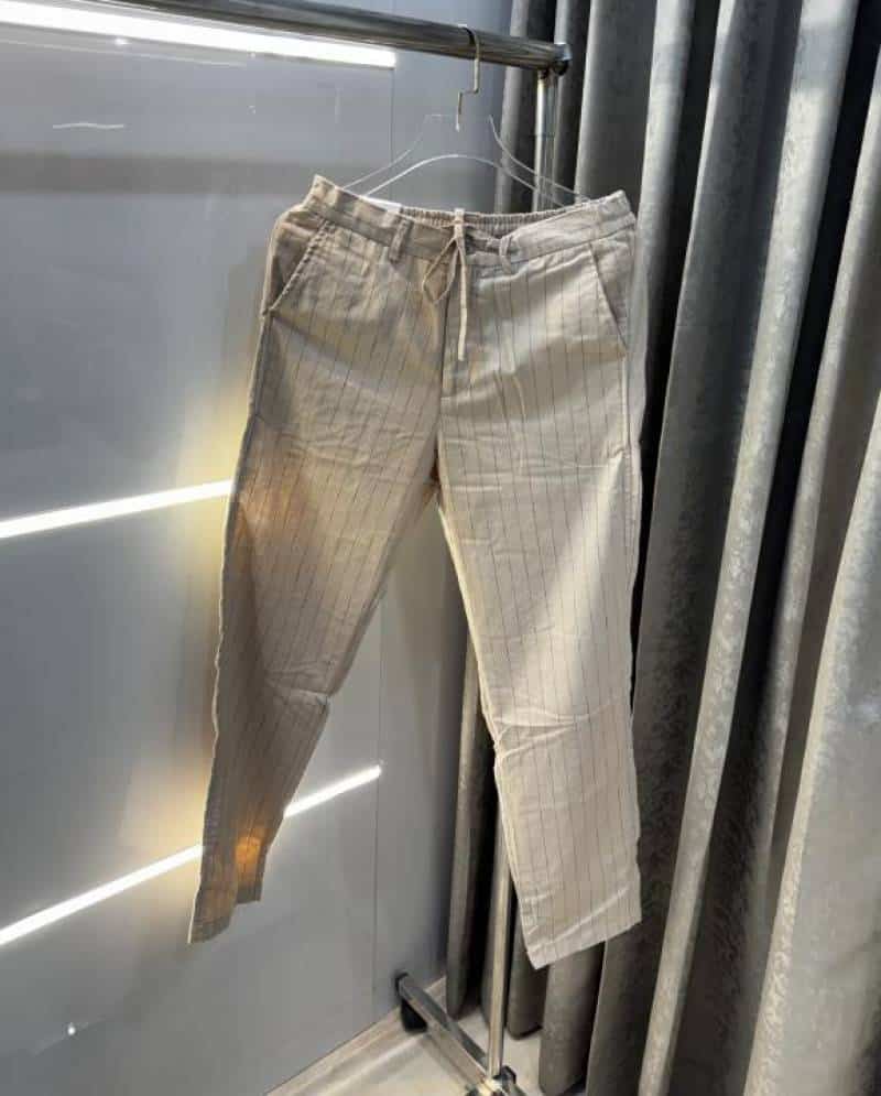 Zar a Cream StrIpEs Premium Classic Linen Pant