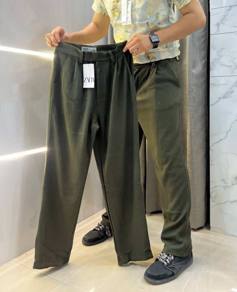 Zar a Olive Green Cord Lycra Premium Baggy Track