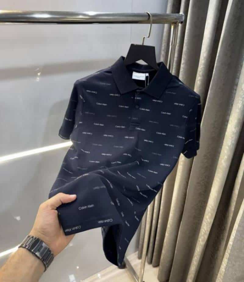 Calvin Klei n Navy Blue Printed Premium Polo T-Shirt