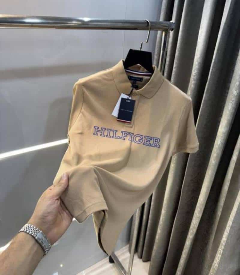 Tommy Hilfige r Beige Logo Work Premium Polo T-Shirt