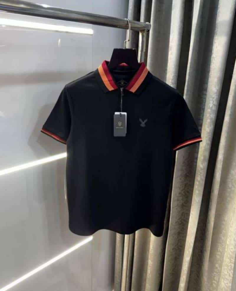 Rare Rabbit Black Zip Premium Polo T-Shirt