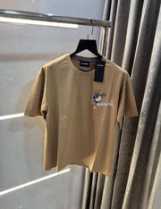 Bluorng Beige Eagle Embossed Print Imported Oversized T-Shirt