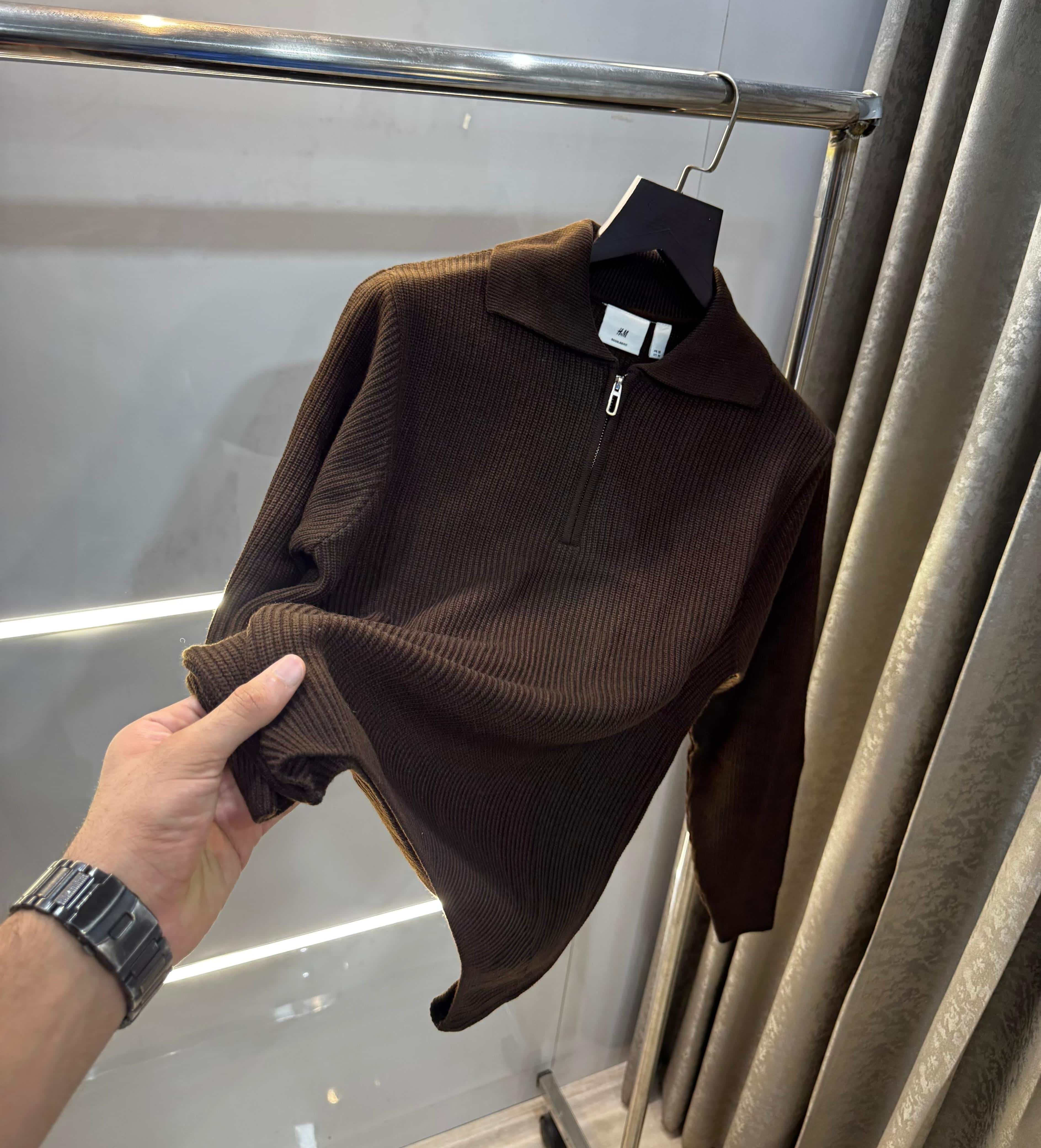 H &M Brown Imported Premium Knitted Pull Over