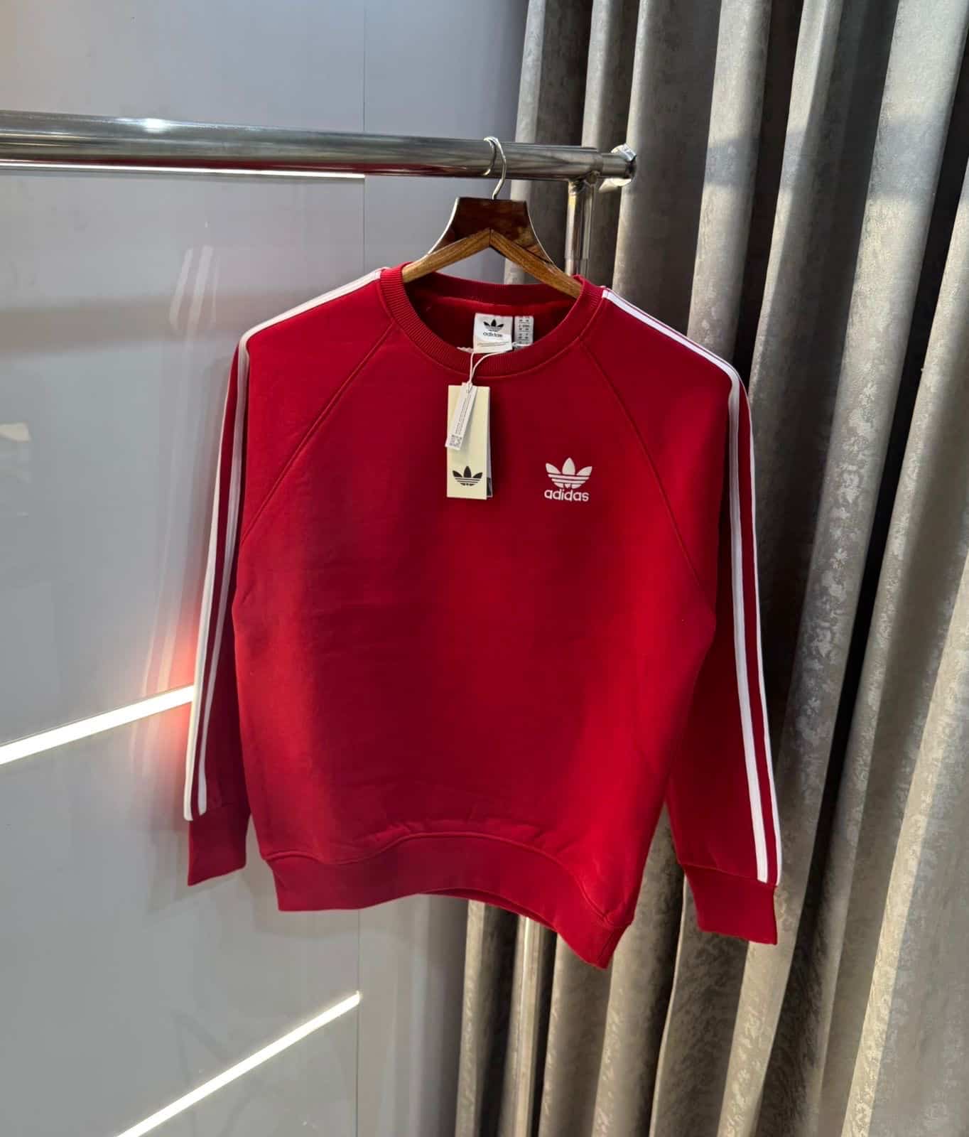 Adida s Red Embroidery Logo Imported Sweatshirt