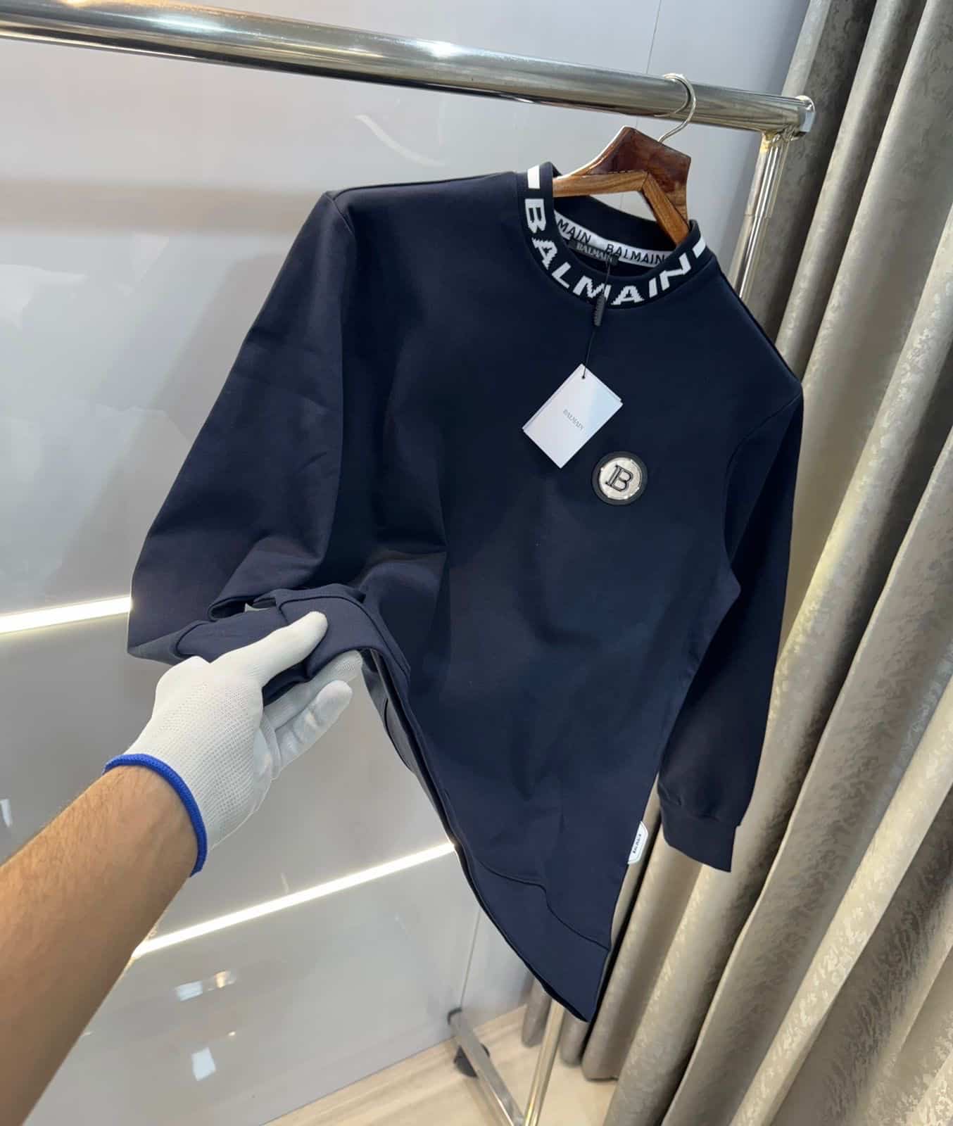 Balmai n Paris Navy Blue Logo Work Imported Sweatshirt