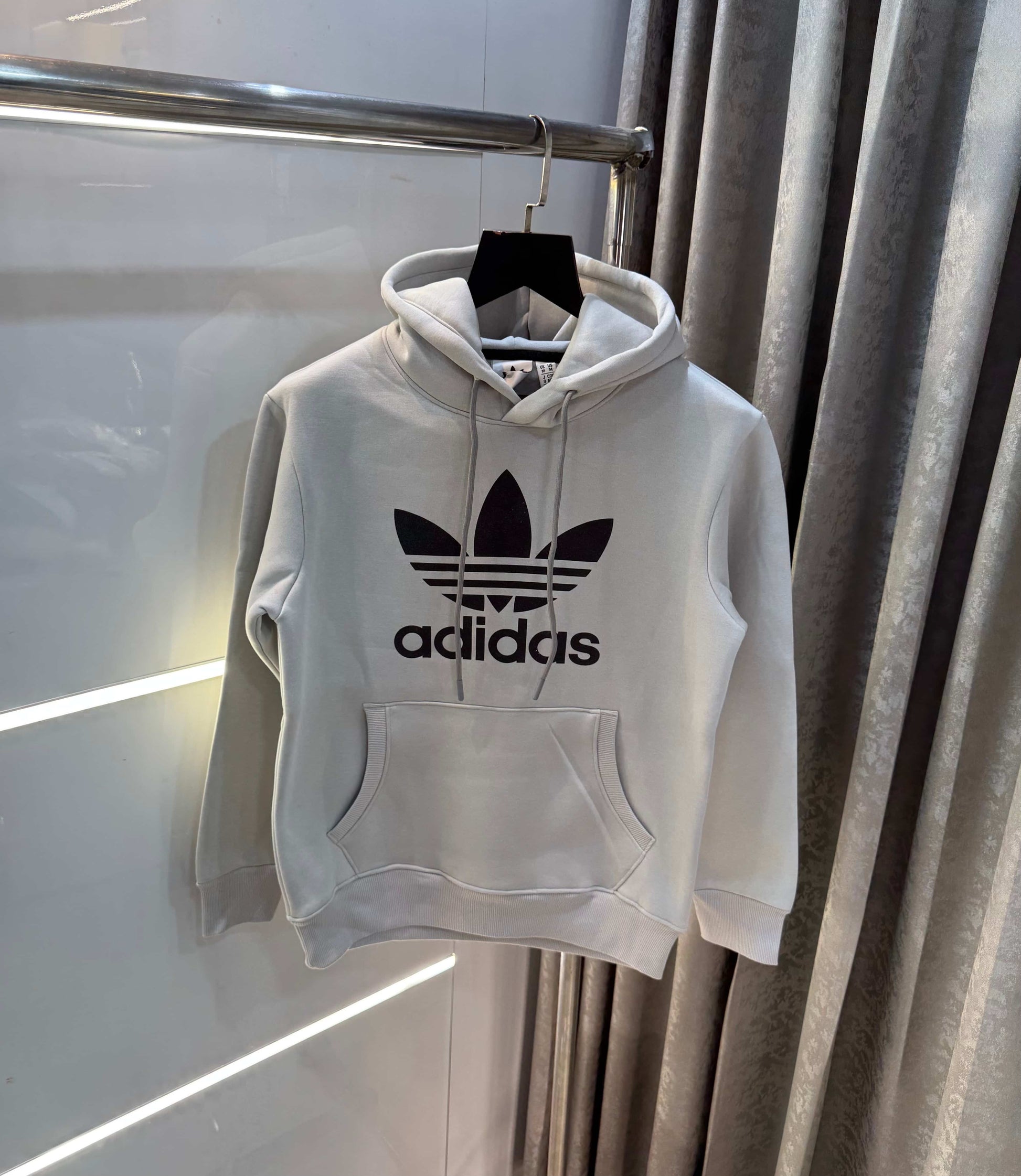 Adida s Grey Logo Print Premium Classic Hoodie