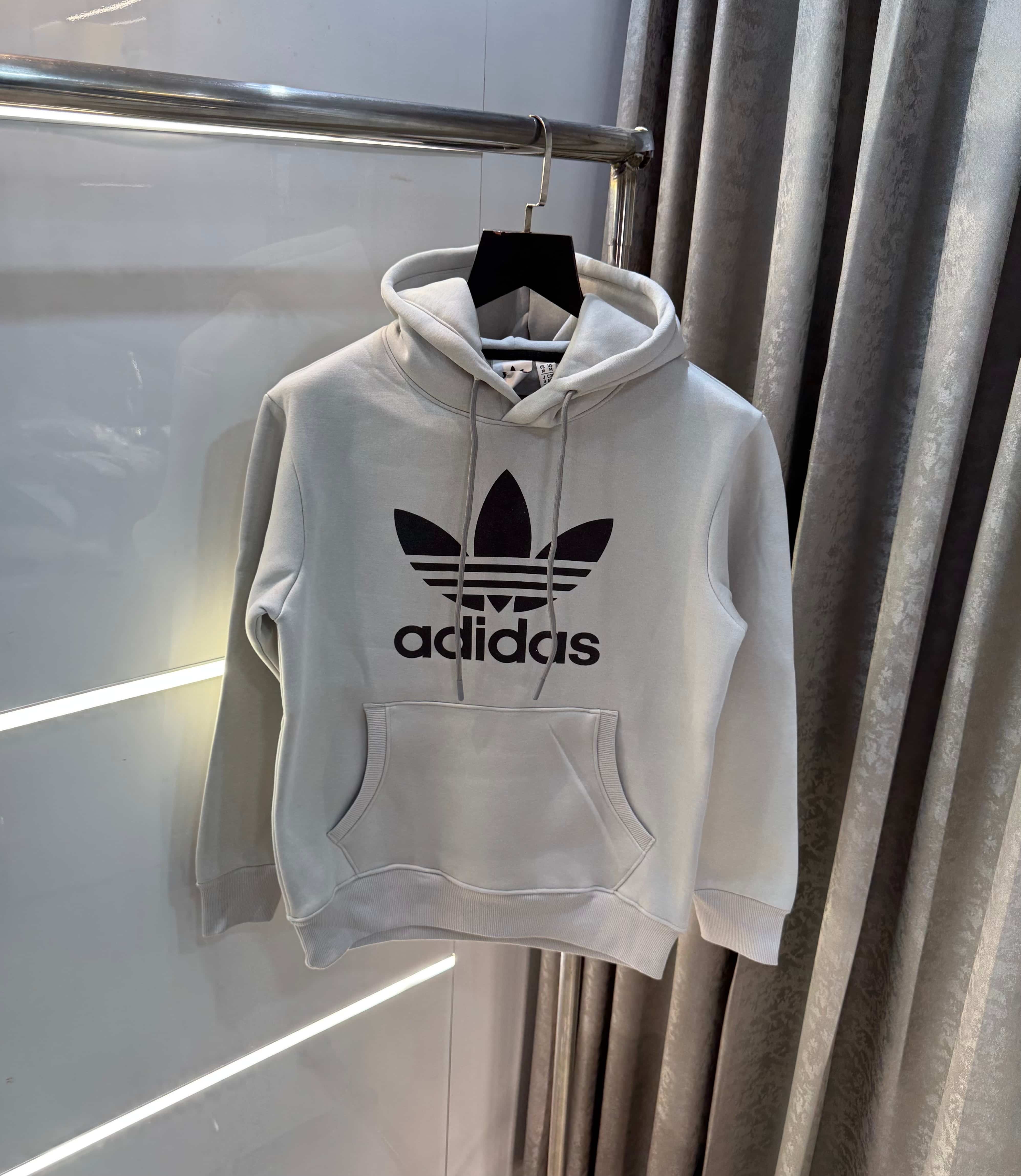 Adida s Grey Logo Print Premium Classic Hoodie