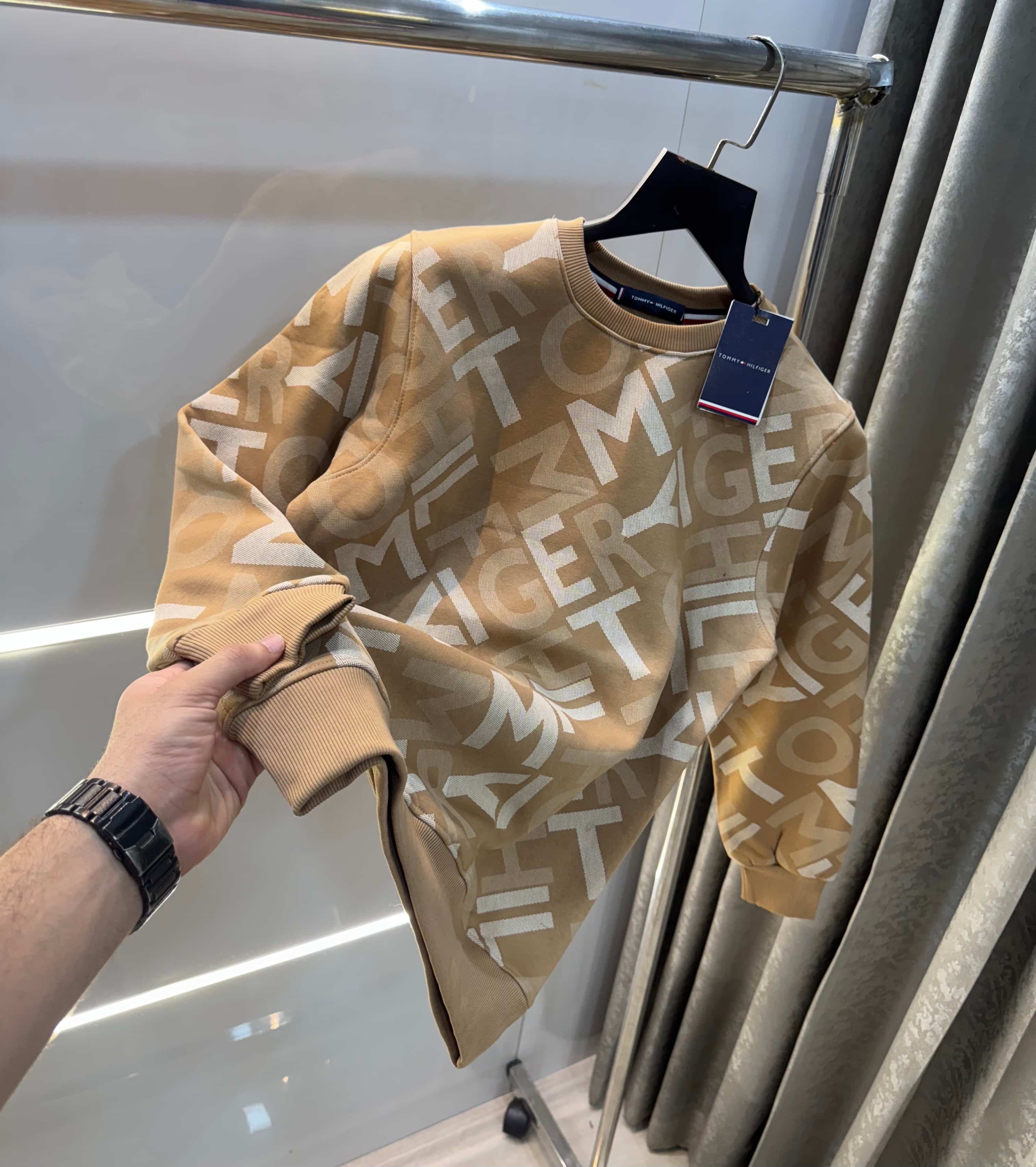 Tomm y Hilfiger Beige Printed Premium Sweatshirt