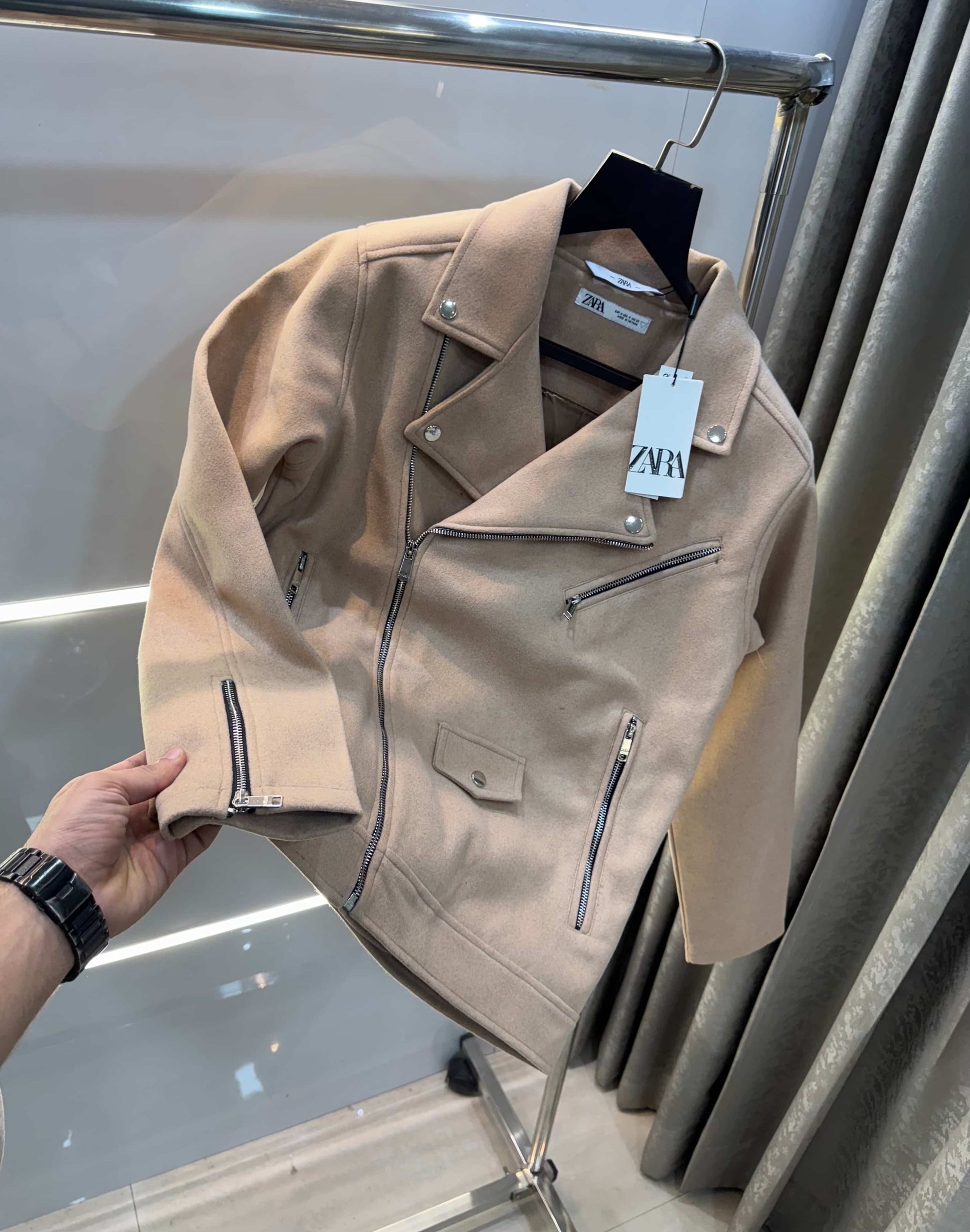Zar a Beige Cross Zip Lux!..ury Sweado Jacket