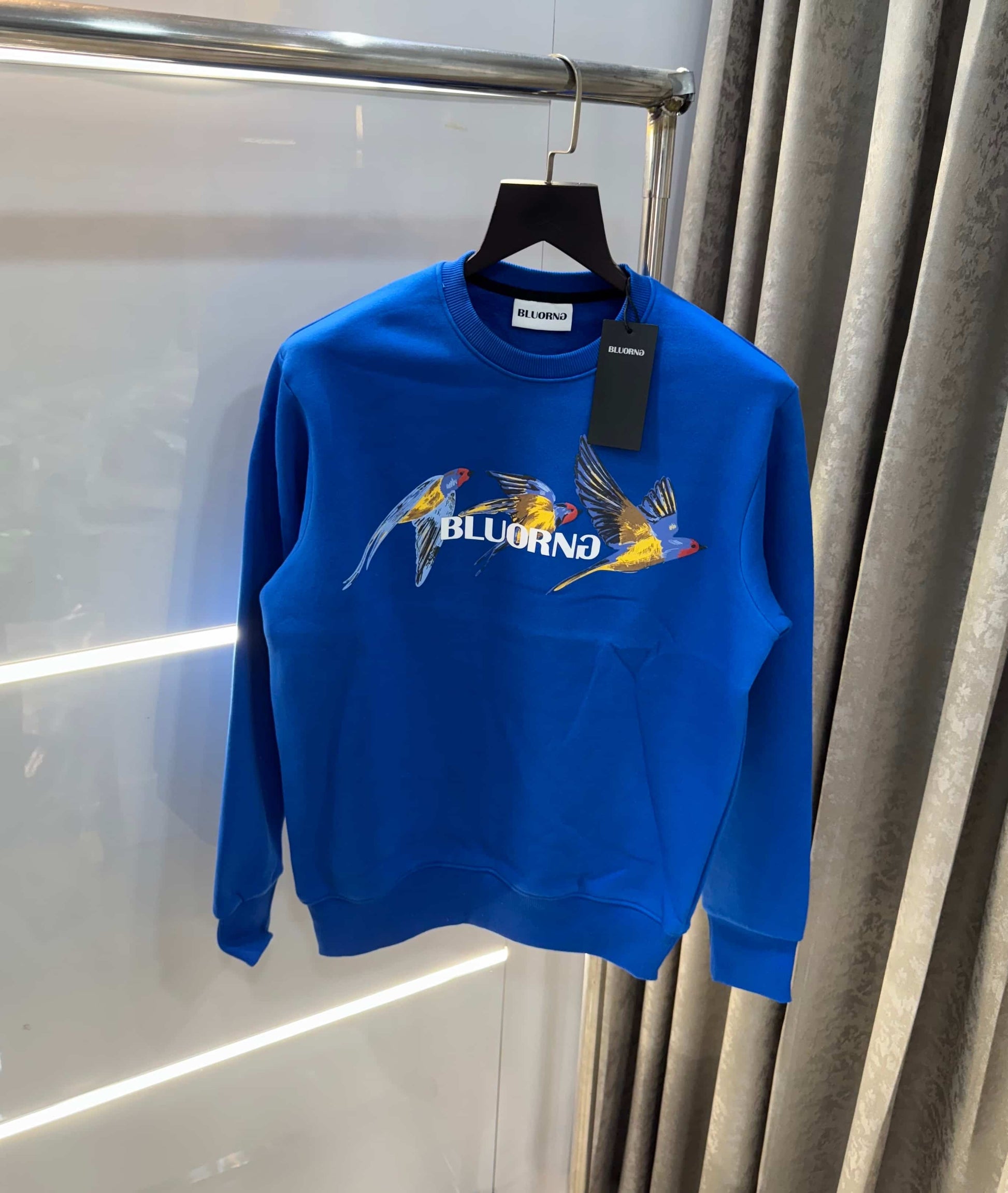 Bluorng Blue EmbO-sSed Logo Premium Sweatshirt