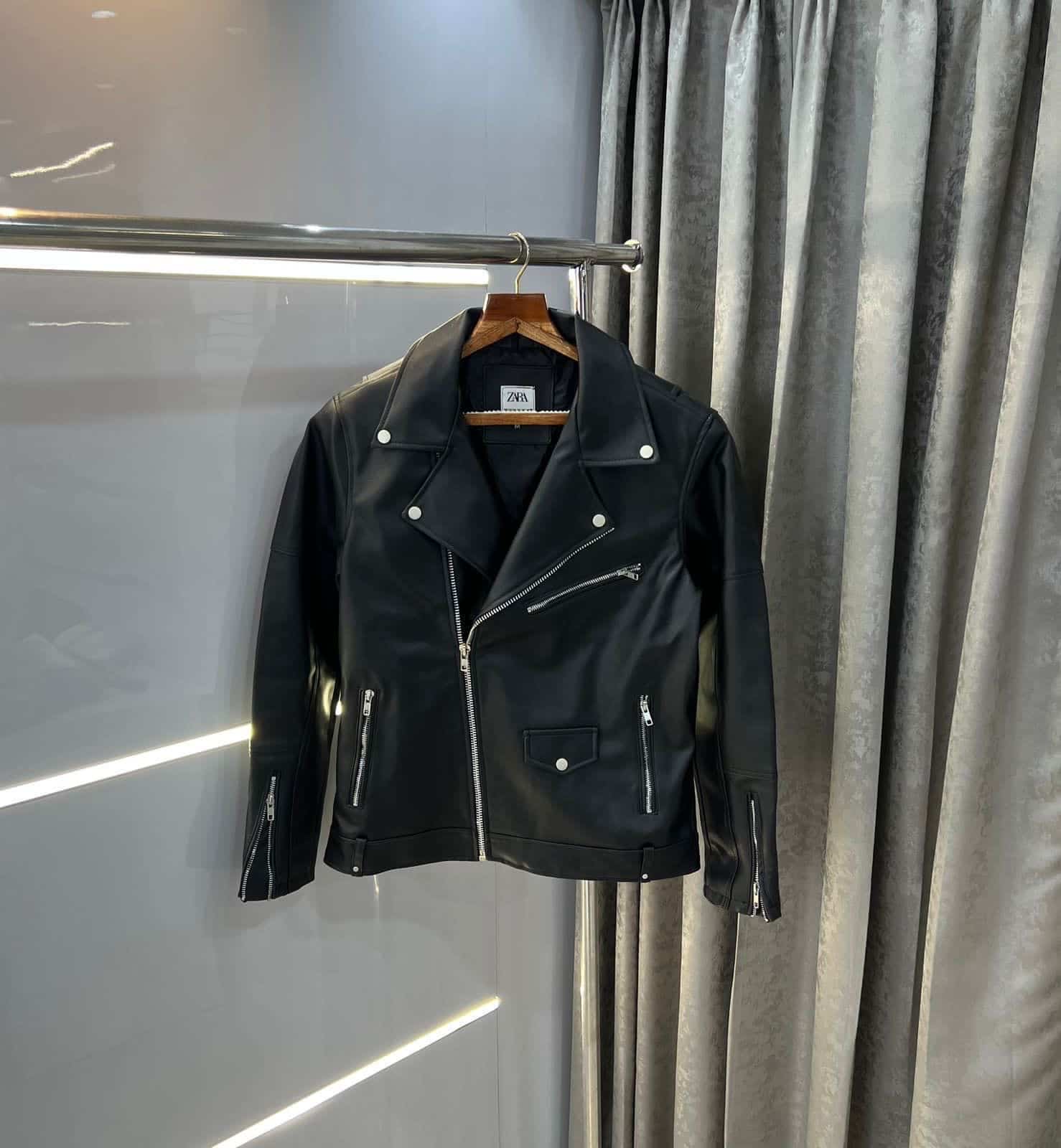 Zar a Black Cross Zip King Khan Edition Leather Jacket