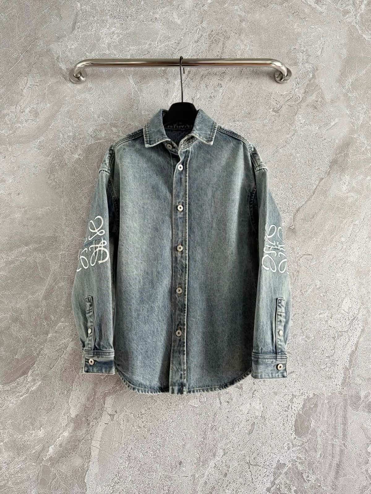 L0ewe Greenish Designer Imported Denim Jacket