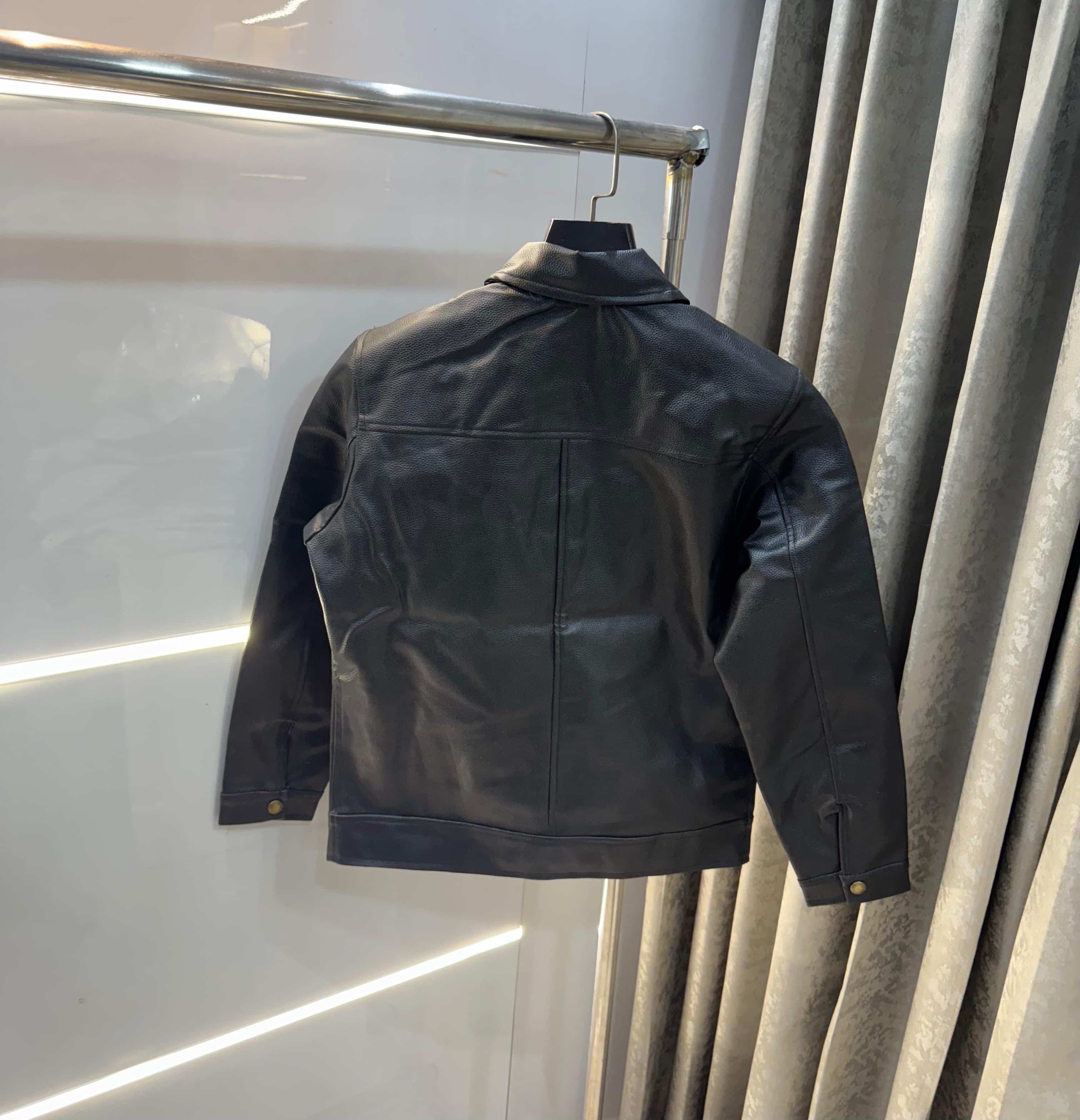 Ralp h Lauren black leather Embroidery Logo Premium Bomber Jacket